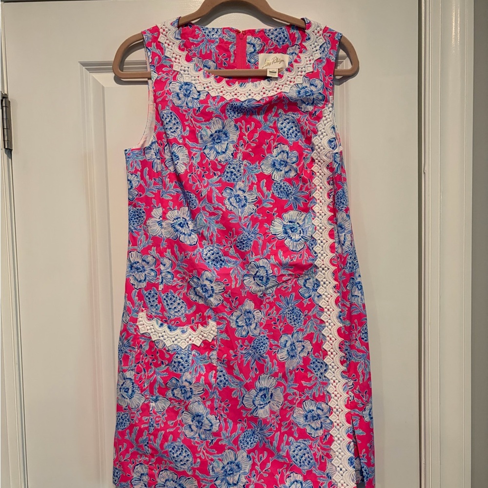 Lilly Pulitzer Sleeveless Pink & Blue Floral Shift Romper size 10